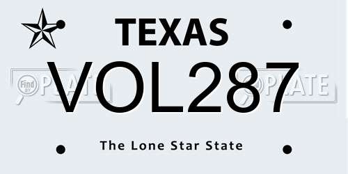 VOL287 Texas License Plate