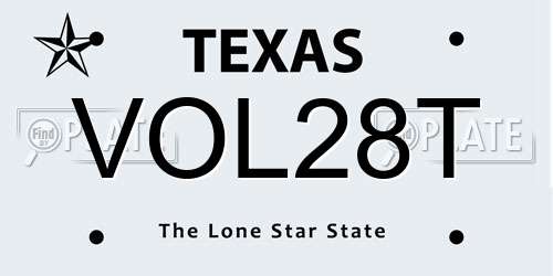 VOL28T Texas License Plate