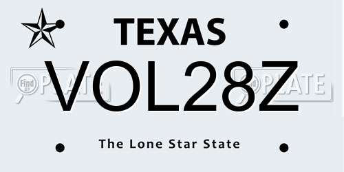 VOL28Z Texas License Plate