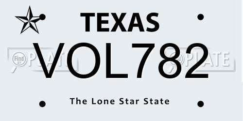 VOL782 Texas License Plate