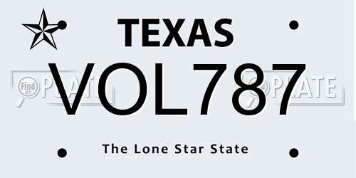 VOL787 Texas License Plate