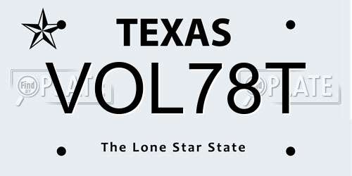 VOL78T Texas License Plate