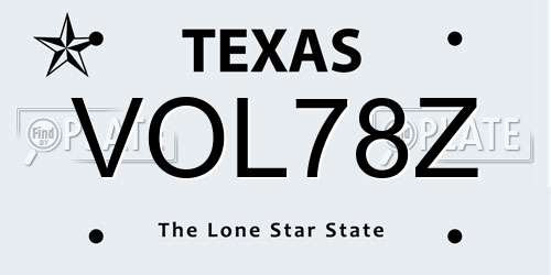 VOL78Z Texas License Plate
