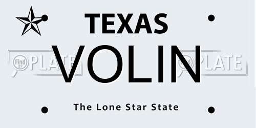 VOLIN Texas License Plate