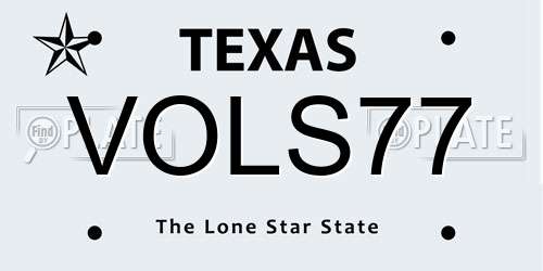 VOLS77 Texas License Plate