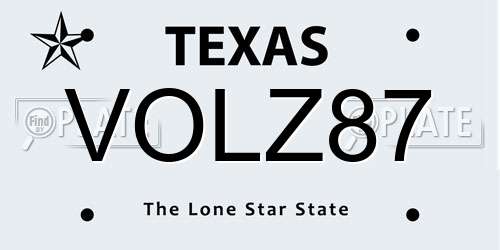 VOLZ87 Texas License Plate