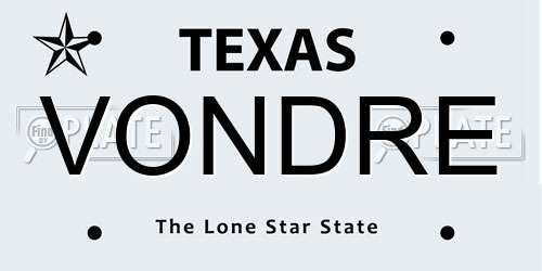VONDRE Texas License Plate