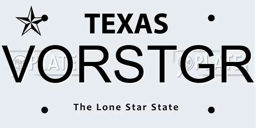 VORSTGR Texas License Plate