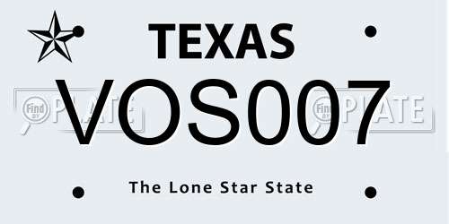 VOS007 Texas License Plate