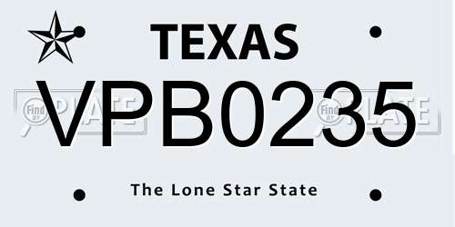 VPB0235 Texas License Plate