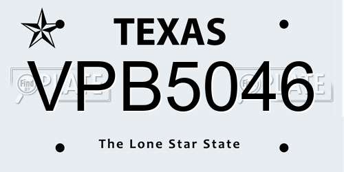 VPB5046 Texas License Plate