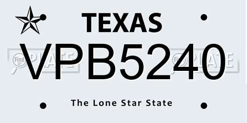 VPB5240 Texas License Plate