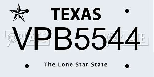 VPB5544 Texas License Plate