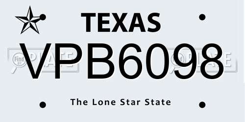 VPB6098 Texas License Plate