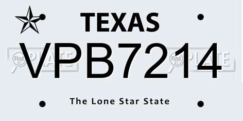 VPB7214 Texas License Plate