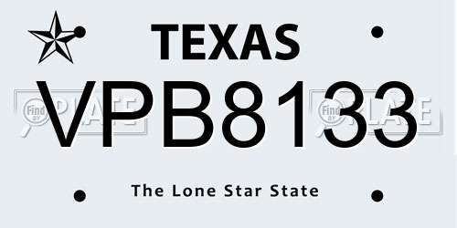 VPB8133 Texas License Plate