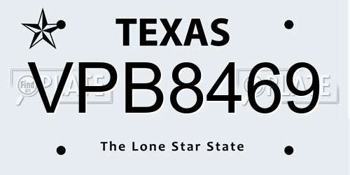VPB8469 Texas License Plate