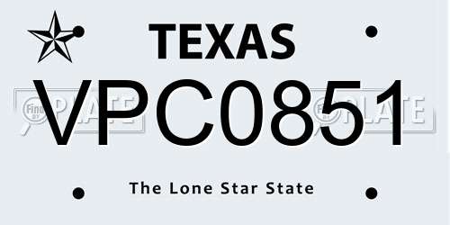 VPC0851 Texas License Plate