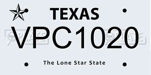 VPC1020 Texas License Plate