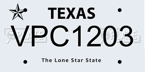 VPC1203 Texas License Plate
