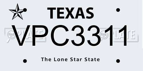 VPC3311 Texas License Plate