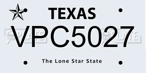 VPC5027 Texas License Plate