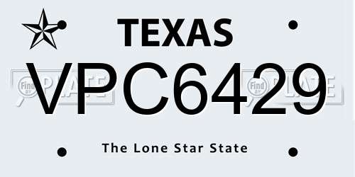 VPC6429 Texas License Plate