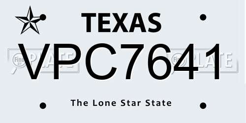 VPC7641 Texas License Plate