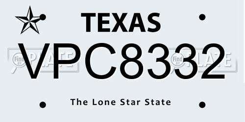 VPC8332 Texas License Plate