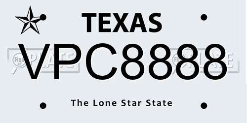 VPC8888 Texas License Plate