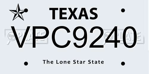 VPC9240 Texas License Plate