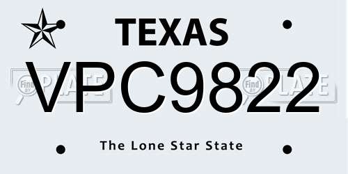 VPC9822 Texas License Plate