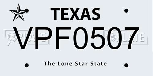 VPF0507 Texas License Plate