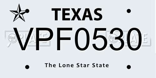 VPF0530 Texas License Plate