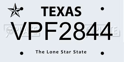 VPF2844 Texas License Plate
