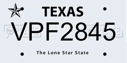 VPF2845 Texas License Plate