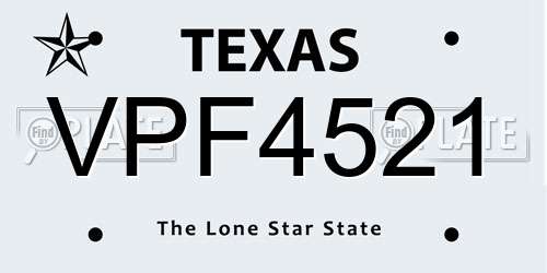 VPF4521 Texas License Plate