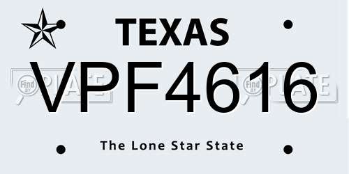 VPF4616 Texas License Plate