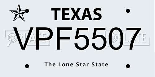 VPF5507 Texas License Plate