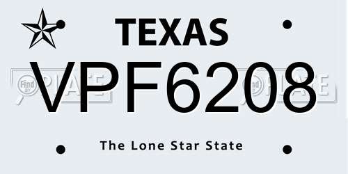 VPF6208 Texas License Plate
