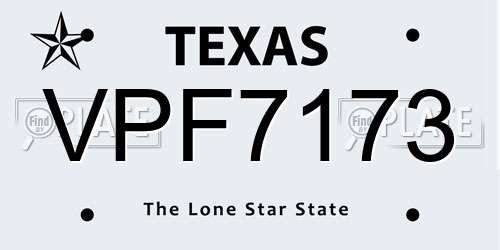 VPF7173 Texas License Plate