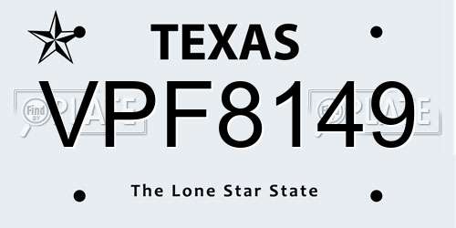 VPF8149 Texas License Plate