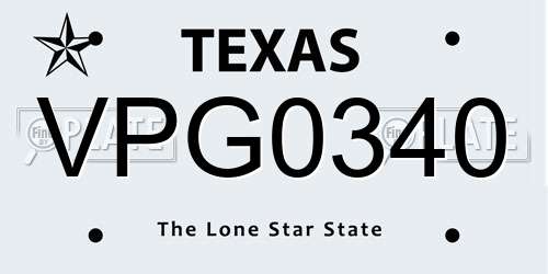 VPG0340 Texas License Plate