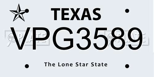 VPG3589 Texas License Plate