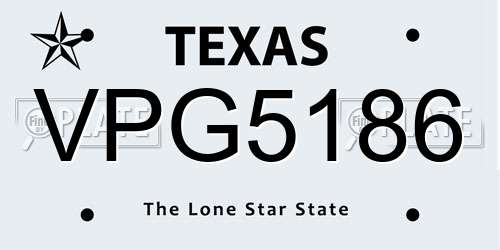 VPG5186 Texas License Plate