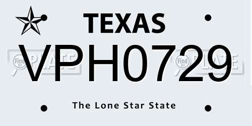 VPH0729 Texas License Plate