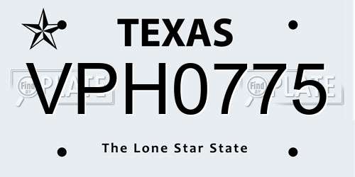 VPH0775 Texas License Plate