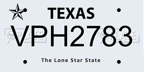 VPH2783 Texas License Plate