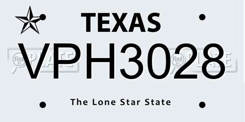 VPH3028 Texas License Plate