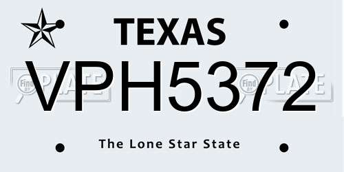 VPH5372 Texas License Plate